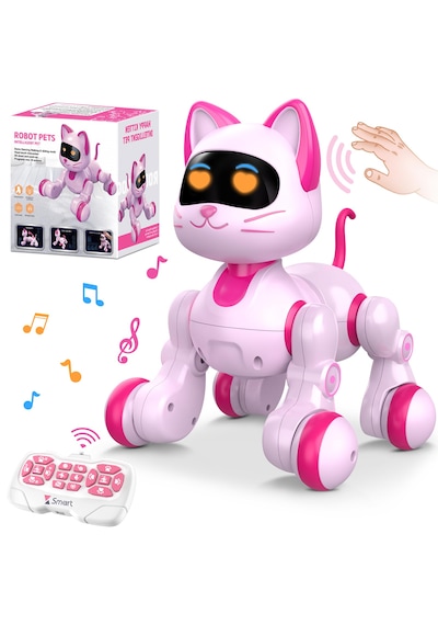 Uzaktan Kumandalı Şarjlı Akıllı Kedi - Interaktif, Eğitici Işıklı Müzikli Ve Dansçı Robot Oyuncak Pembe