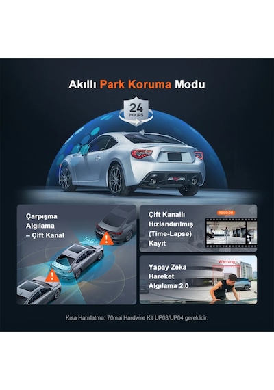 70mai Dash Cam X800 Ön Kamera+rc14 Arka Kamera Siyah 128gb