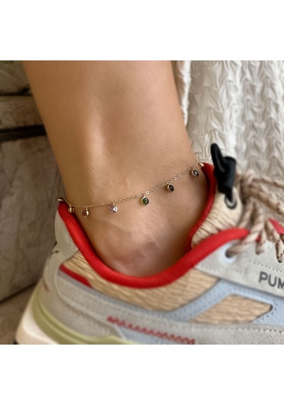 14k Altın Renkli Taşlı Halhal Altın