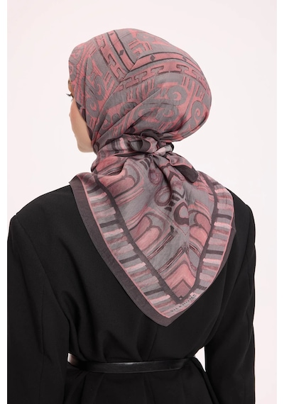 Silk Home Dört Mevsim Antik Motif Viskon Velora Eşarp 6419 Koyu Gri