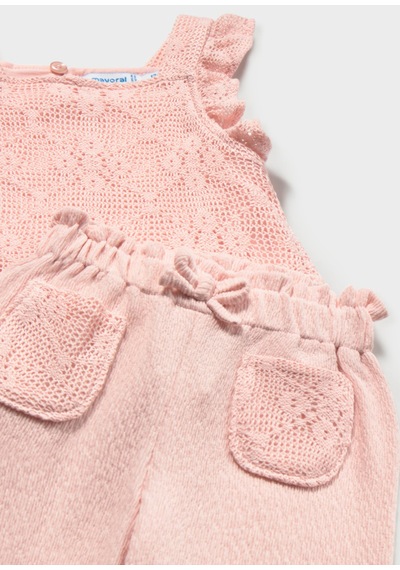 Kız Bebek Güpürlü Pantolon Bluz Takım 1515 Pembe