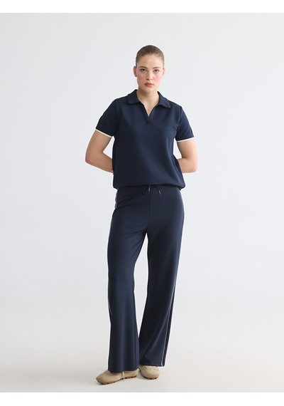 Lcw Comfort Lacivert Polo Yaka Kadın Tişört
