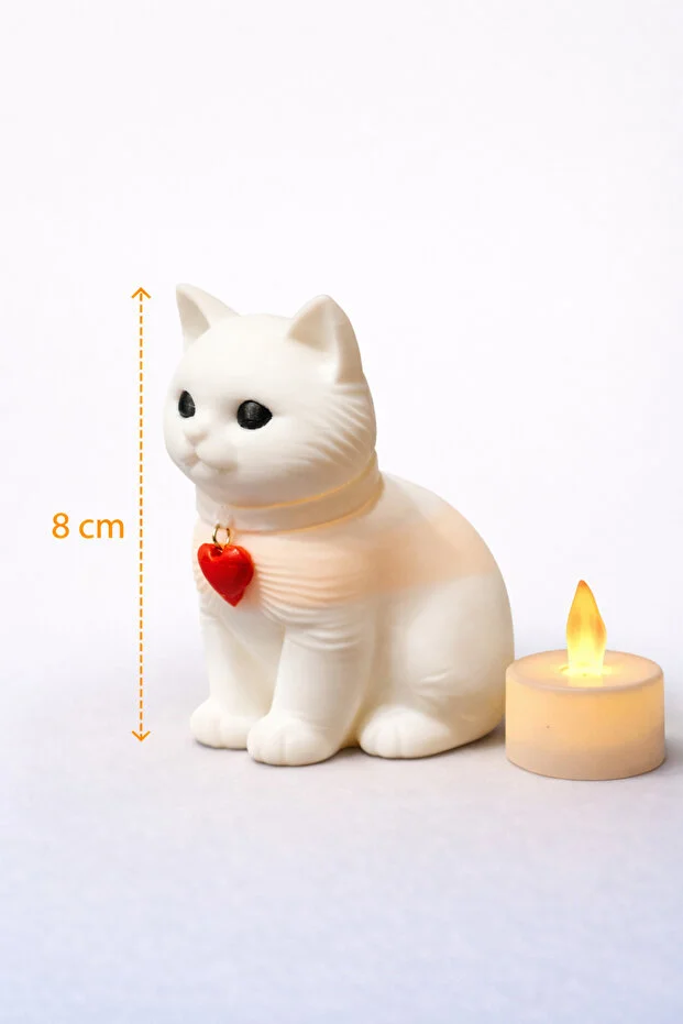 Şirin Kedi Tealight Mum Işığı Hediyelik Dekoratif Işıklı Mini Lamba Çok Renkli