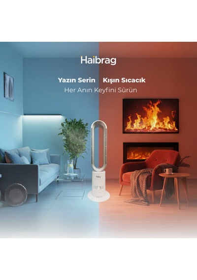 Haibrag Tp-18 Pro Sıcak & Soğuk Kanatsız Zemin Tipi Fan Beyaz