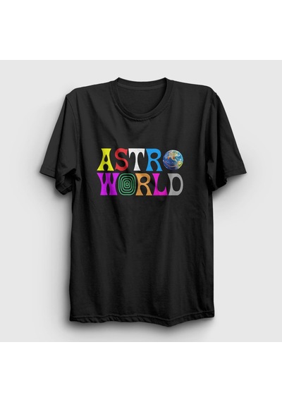 Presmono Unisex Astroworld V2 Travis Scott T-shirt Siyah