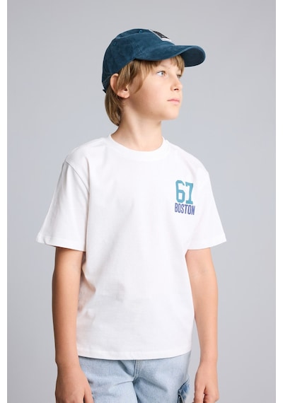 Defacto Oversize Fit Bisiklet Yaka Baskılı Kısa Kollu Tişört Erkek Çocuk I6729a826hswt32 Beyaz-wt32