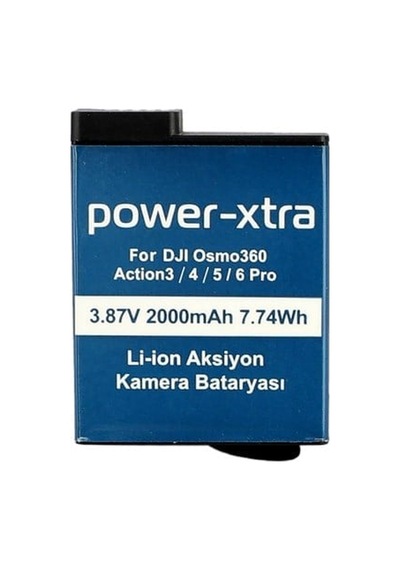 Power-xtra - Osmo360 - Action 3/4/5/6 Pro - 3.87v 2000 Mah Li-ion Aksiyon Kamera Bataryası