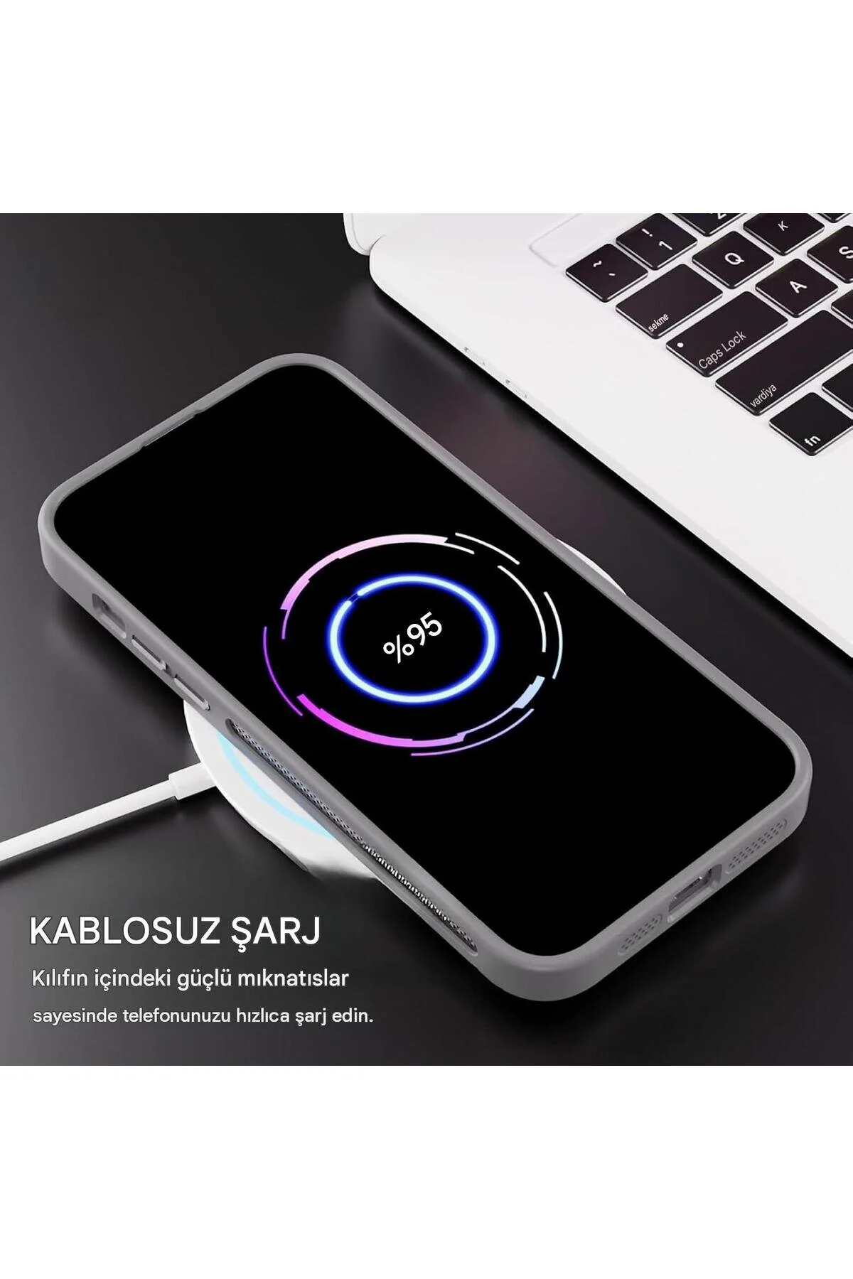 İphone 12 Uyumlu Magsafe Kılıf Mıknatıslı Standlı Darbeye Dayanıklı Mat Şeffaf Arka Kapak Lens li gri
