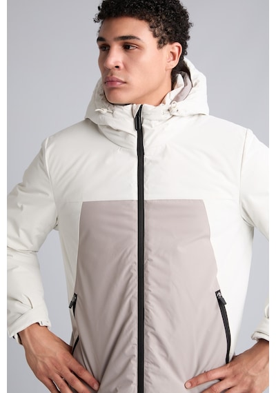 Defacto Regular Fit Kapüşonlu Renk Bloklu Su Geçirmez Mont H1896ax26wner232 Ekru-er232