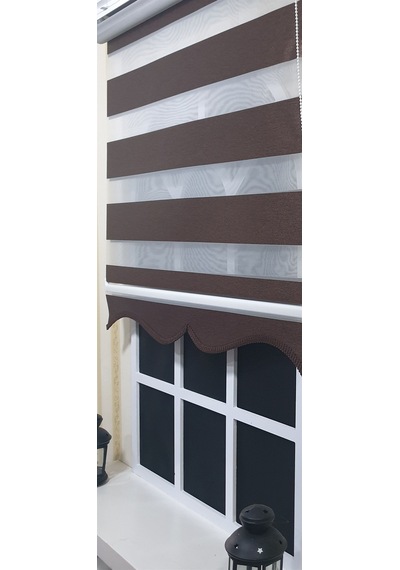 Zebra Stor Perde Kahverengi Etek Dilimli St 004