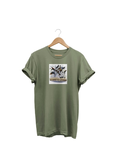 Widi Yaban Ördeği Baskılı Haki T-shirt Haki Yeşil