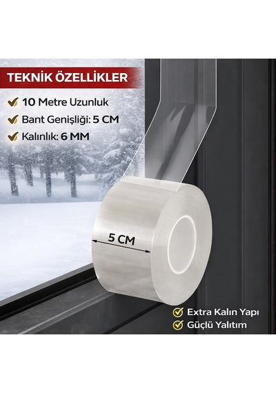 Yalıtım Bandı 10m X 5cm Güçlü Yapışkan,su Ve Hava Geçirmez, Kapı & Pencere Soğuk Önleyici Bant