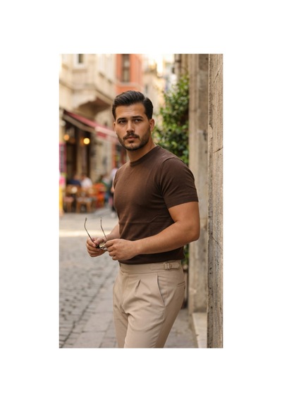 Butik İstanbul Erkek Basic Bisiklet Yaka Kısa Kollu Triko Tişört - %100 Pamuk Akrilik Kahverengi Butik İstanbul Erkek Basic Bisiklet Yaka Kısa Kollu Triko Tişört - %100 Pamuk Akrilik Kahverengi