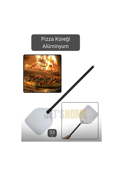 Pizza Küreği Alüminyum Lahmacun Küreği Saplı Fırın Küreği Asılabilir 33 Cm Çaplı