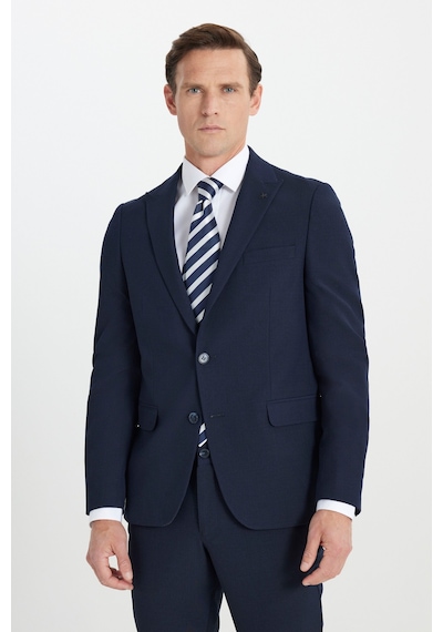 Ac&co Erkek Lacı Slim Fit Dar Kesim Kırlangıç Yaka Gofre Desenli Takım Elbise