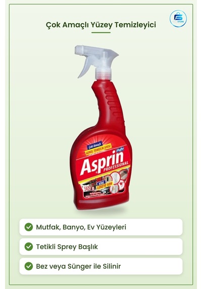 Yüzey Temizleyici Çok Amaçlı Genel Temizlik Sıvısı Sprey Mutfak B Tekli
