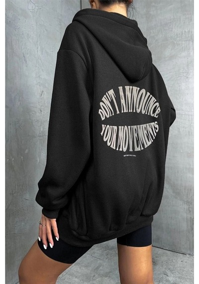 Altamira Unisex Gri Wrst Sırt Baskılı Ince Mevsimlik Kapşonlu Oversize Hırka 001