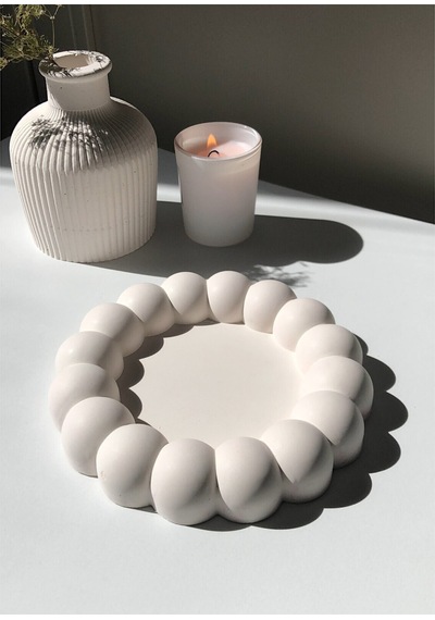 Bernami Mumluk Şamdanpinterest Bubble Dekoratif Beton Tabak /takı Tabağı/bardak Altlığı/organizer/sunumluk Diğer