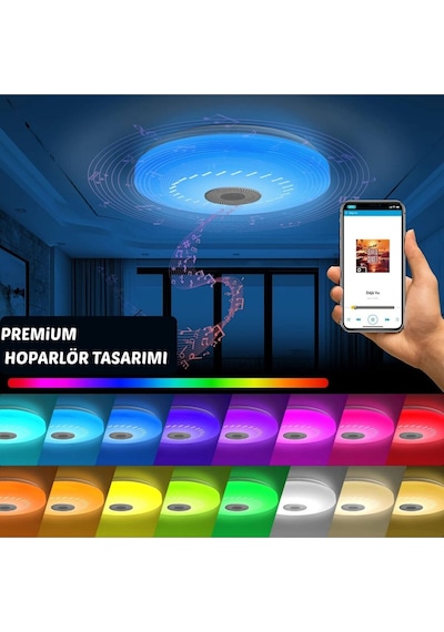 Hpytech Akıllı Tavan Aydınlatma Smart Life Rgb Led Lamba Bluetooth Müzik Uzaktan Kumanda Çok Renkli