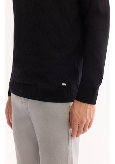 Avva Erkek Siyah Bisiklet Yaka Soft Touch Dokulu Triko Regular Fit Kazak A52y5028