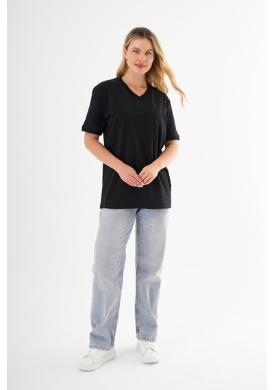 Pierre Cardin V Yaka Basic T-shirt Siyah