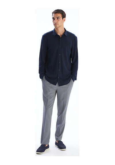 Lcw Vision Lacivert Slim Fit Uzun Kollu Erkek Dokulu Gömlek
