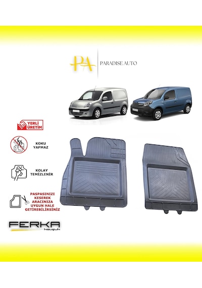 Renault Kangoo Ön 2 Parça 2008-2022 Uyarlanabilir Universal Havuzlu Paspas