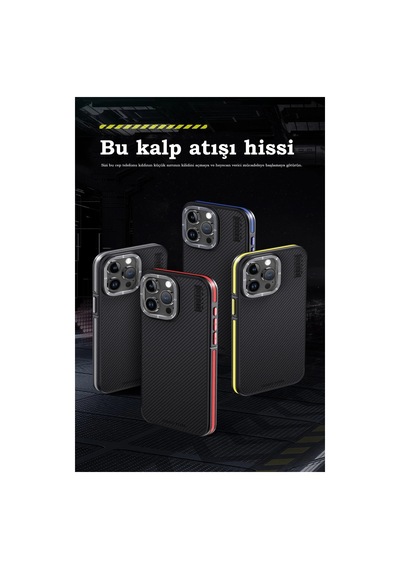 Joko Apple İphone 15 Pro Kılıf Aramid 600d Kevlar Karbon Fiber Magsafe Kapak - Sarı 0.2M-Çok Renkli