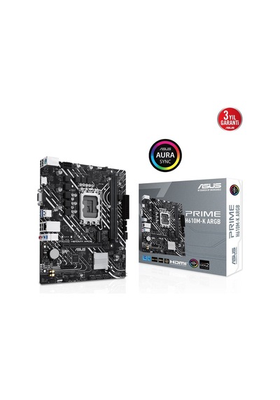 Asus Prıme H610m-k Argb Intel H610 Lga1700 Ddr5 5600 Hdmı Vga M2 Usb3.2 Aura Rgb Matx 96gb A Kadar Ram Desteği, Asus 5x Protectıon Iıı