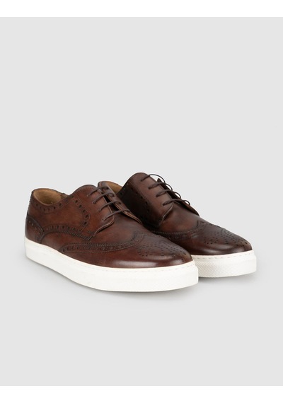 Cabani Taba Hakiki Deri Erkek Oxford Sneaker Kahverengi