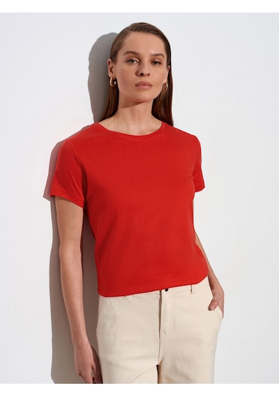 Dilvin 32852 Basic T-shirt-kırmızı