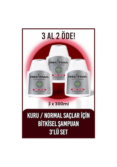 Rectiwa Kuru ve Normal Saçlar için Şampuan 3 x 300 ML