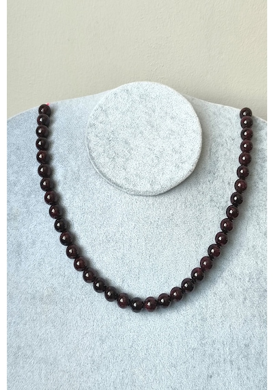 7 Mm Lal Granat Garnet Doğaltaş Kolye 03 - Bordo