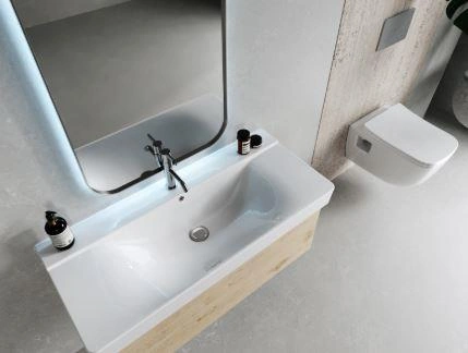 Turkuaz Yeni Mona Etajer Uyumlu Lavabo 100 45 Cm Beyaz