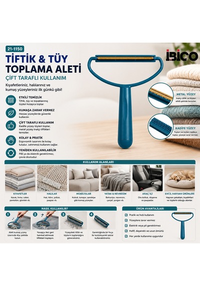 2in1 Tüy Toplayıcı Ve Tiftik Alma Aparatı - Plastik Saplı Sarı