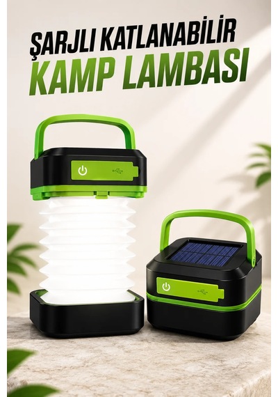 Led Lamba Kamp Lambası Hafif Taşınabilir Şarj Süreli Akordeon El Fenerli Yeşil 46810907