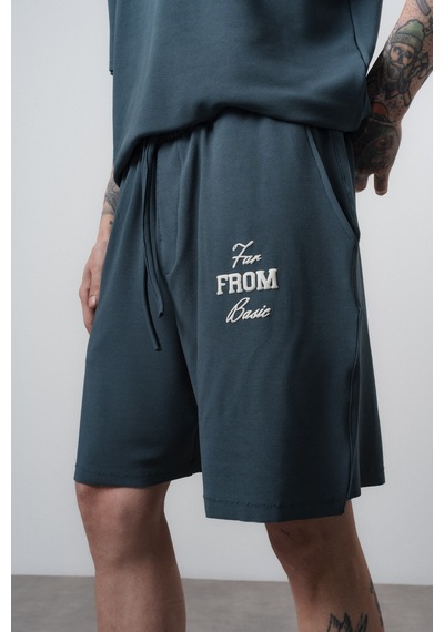 Respire Erkek Far From Basic Baskılı Regular Fit T-shirt Şort Takım Petrol