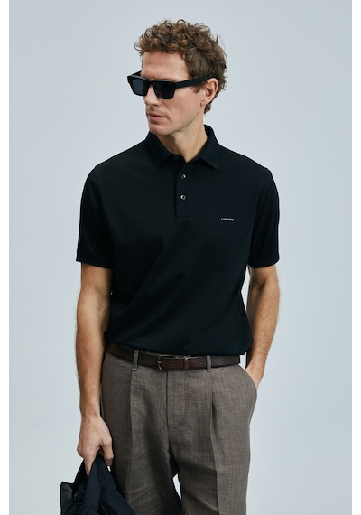 Lufian Erkek Polo Yaka T Shirt 111040228 Siyah Siyah
