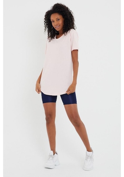 Tarz Cool Kadın Açık Pembe Pis Yaka Salaş T-shirt Ktcps001r07s Açık Pembe