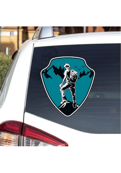 Dağcı Maceracı Sticker - Kamp Adventure Off Road 4x4 Sticker - Araba Oto Motosiklet Karavan Cam Sticker - 00061 15x14 Cm