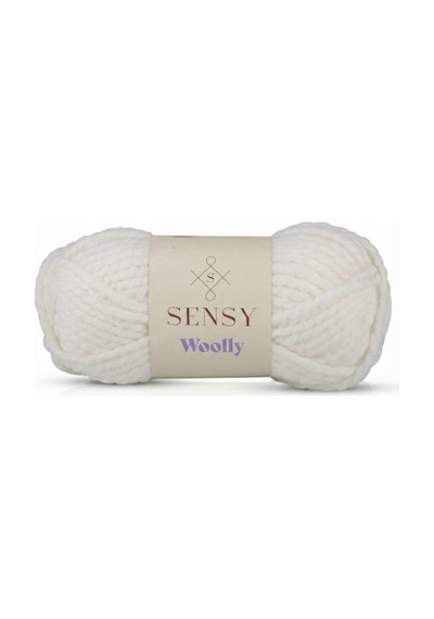 Sensy Premium Woolly El Örgü Ipi Atkı Bere Şapka Ip Panço Ipi Hırka Ipliği Beyaz