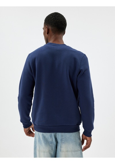 Koton Bisiklet Yaka Sweatshirt Uzun Kollu Şardonlu Lacivert 5wam70056mk Lacivert