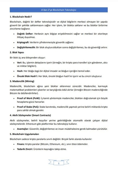 A Dan Z Ye Blockchain Ders Notları