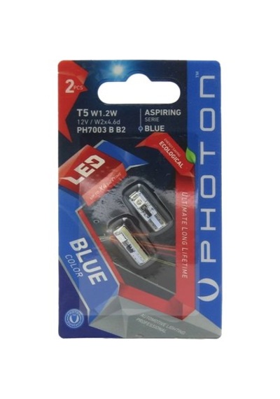 Gösterge Ampulü T5 Photon T5 12v W1.2w Mavi 3 Smd 2'li Blister Le