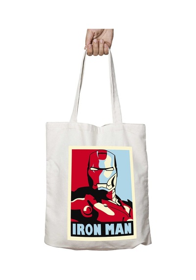 Art Hediye Iron Man Marvel İki Tarafı Kalıcı Baskılı Yıkanabilir Çanta Çok Renkli