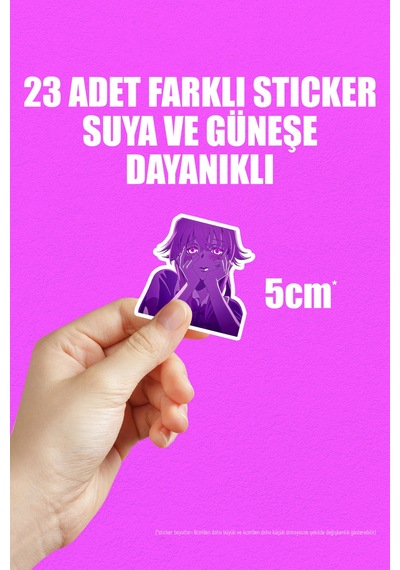 Mirai Nikki The Future Diary Anime Telefon Laptop Yapışkanlı Folyo Sticker Paketi 23 Adet Çok Renkli