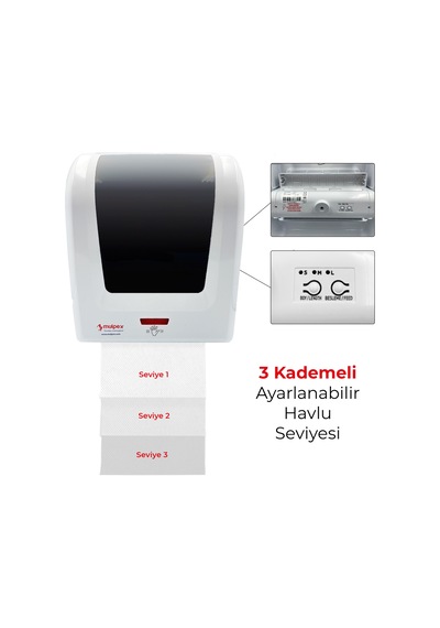 Mulpex Sensörlü Fotoselli Otomatik Kağıt Havlu Makinesi 21 cm. Be Beyaz