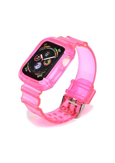 Apple Uyumlu  Watch 42 MM Krd-27 Şeffaf Renkli Transparan Silikon Kordon