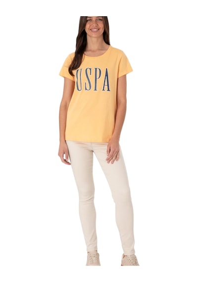 U.S. Polo Assn. Kadın Marka Yazılı T-shirt Kavun