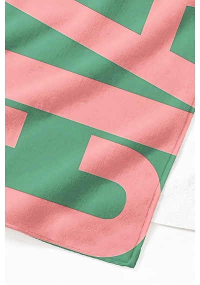 Ciao Tipografik Büyük Yazılı Plaj Havlusu - Minimalist Pembe Yeşil Hızlı Kuruyan Mikrofiber Havlu Sessiz Mercan